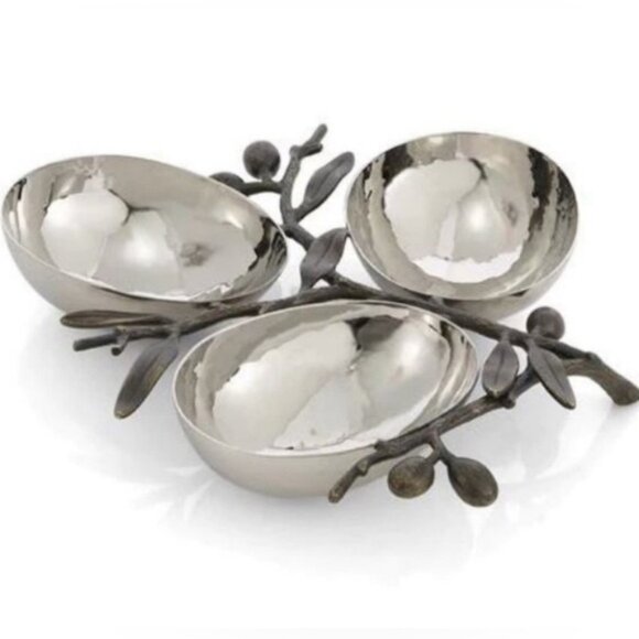Michael Aram Olive Branch Triple Compartment Dish - Picture 1 of 10